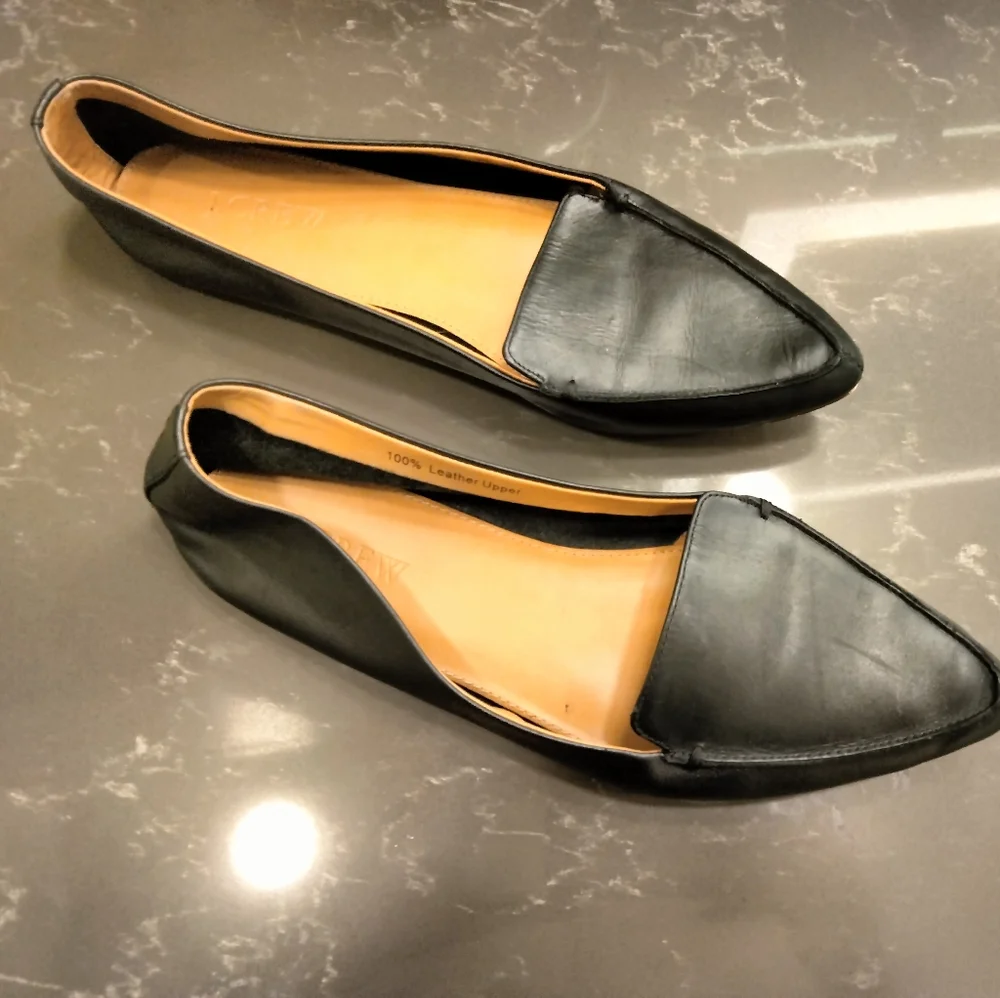 J.Crew Black leather Flats